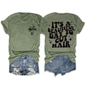 T-shirt vert chiné imprimé 'IT'S A BEAUTIFUL DAY TO CUT HAIR' pour coiffeurs - Vert Olive (Imprimé Noir)