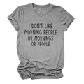 Close-up of black slogan print on heather grey cotton t-shirt with detailed fabric texture - Dark Gray (Black Font)
