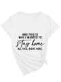 White V-neck cotton T-shirt featuring a letter print and a trendy front knotted hem design - S / White