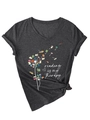 Détail de l'imprimé reading is my therapy et pissenlit de livres sur t-shirt gris foncé - S / Style d'impression régulier (3812) / Gris Chiné Noir