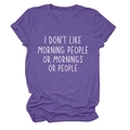 T-shirt viola mélange con stampa slogan I Don't Like Morning People in piano - S / Viola (Font Bianco)