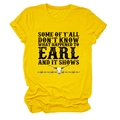 Detail of the yellow cotton t-shirt with a vintage bull skull and bold slogan print - Yellow (Black Text)