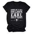 Close-up of vintage longhorn skull and graphic print on black cotton short sleeve T-shirt - Black (White Text)