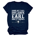 Detail of navy cotton T-shirt featuring vintage slogan print and bull skull graphic - Navy Blue (White Text)
