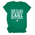 Detail of green cotton t-shirt featuring a longhorn skull and western quote graphic - Ink Green (White Text)