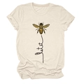 Dettaglio della stampa ape Let it Be con ali mandala su t-shirt in cotone beige - S / Bianco Sporco