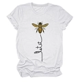 Detailed view of bee graphic and let it lettering on white cotton crewneck t-shirt - S / Off White
