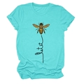 Close-up of a mint green cotton T-shirt featuring a bee and let it be graphic print - S / Mint Green