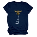 Detailed view of the bee graphic and Let it be lettering on a navy blue t-shirt - S / Dark Blue