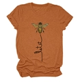 Close-up of rust red cotton t-shirt featuring vintage bee print and let it be text - S / Rust red