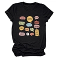 Close-up of colorful teacher typography print on a premium black cotton crewneck t-shirt - S / Tops / Black
