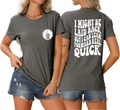 Detail of dark grey t-shirt featuring back quote print and minimalist front chest logo - S / Dark Grey (White Pattern)