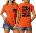 Front and back detail of an orange crewneck T-shirt with vintage graphic print and slogans - S / Orange (Black Graphic)