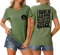 Army green t-shirt back view showing bold wavy text print and casual streetwear style - S / Olive Green (Black Pattern)