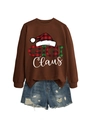 Επίπεδη λήψη χριστουγεννιάτικου φούτερ Gigi Claus με τζιν σορτς σε λευκό φόντο - Καφέ Φούτερ (Λευκό Κείμενο)