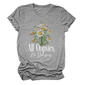 Detail of All Oopsies No Daisies print and daisy graphic on dark grey cotton t-shirt - S / Dark Grey (White Text)