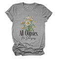 Flat lay of gray cotton T-shirt with daisy flowers and All Oopsies No Daisies print - S / Dark Grey (Black Text)