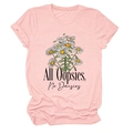 Dettaglio della t-shirt rosa in cotone con stampa grafica di margherite All Oopsies - Rosa (Testo Nero)