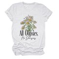 Detailed flat lay of white cotton T-shirt featuring daisy bouquet and artistic text - White (Black Text)