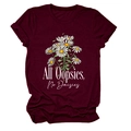 Detail of burgundy T-shirt showing All Oopsies No Daisies daisy print and soft cotton fabric - Wine Red (White Text)