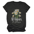 Detailed view of daisy print and All Oopsies No Daisies text on charcoal grey t-shirt - Heather Charcoal (White Text)