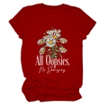 Deep red cotton T-shirt featuring All Oopsies No Daisies print and daisy graphics - Red (White Text)
