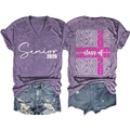 Front and back detail of Class of Senior 2026 V-neck purple tee with denim shorts - S / Purple(3812)-White Print