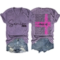 Front and back view of purple V-neck T-shirt with Senior 2026 class print details - S / Purple(3812)-Black Print