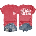 Detail of red V-neck T-shirt with Sassy Mom print and distressed denim shorts set - S / Tops / Red(3812)