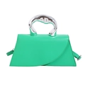 Sac à main luxe vert émeraude avec poignée design en métal argenté et bandoulière chic - Vert