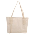 Large cream white faux leather tote bag with long handles for stylish daily commuting - White