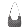 Grey hobo underarm bag with clover pattern and gold zipper in a minimalist design - Dark Brown