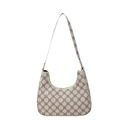 Chic beige crescent hobo bag with brown clover floral print for women commute - Off White