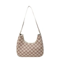 Chic cream and reddish-brown hobo shoulder bag with a clover geometric pattern print - Brown