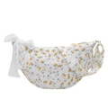 Sac bandoulière en toile florale en forme de lune avec fleurs jaunes et nœud en dentelle - Jaune