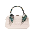 Sac à main boîte à carreaux crème avec texture matelassée et anse en foulard - Beige