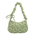 Borsa tote verde con motivo a margherite e manico arricciato su sfondo bianco - Verde