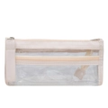 Piccola borsa trasparente in PVC bianco crema con cerniera e design impermeabile - Bianco