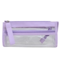 Astuccio trasparente color lavanda a doppio strato con cerniera e cinturino - Viola