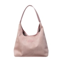 Bolso hobo de cuero mate rosa con un diseño minimalista y una textura suave - Rosa