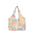 Cord-Tragetasche mit bunten abstrakten Streifen für Pendler und zum Einkaufen - Regenbogen-Stil