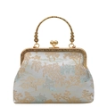 Borsa vintage in broccato con paesaggio cinese, cornice dorata e chiusura a sfera - Paesaggio Dorato