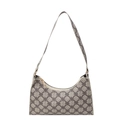 Bolso de hombro crema para mujer con monograma de trébol gris y cremallera dorada - Marrón