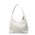 Bolso hobo minimalista beige en cuero mate suave con una correa ancha integrada - Blanco Roto