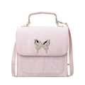 Rosa plissierte Schultertasche mit silberner Schmetterlingsschnalle und Tragegriff - Rosa