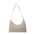 Bolso baguette de lona crema con estampados florales en contraste y estilo vintage - Blanco Roto
