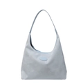 Bolso hobo azul claro minimalista con acabado mate y silueta semicircular lisa - Azul