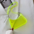 Neon yellow transparent PVC underarm shoulder bag with adjustable strap and zipper closure - Green
