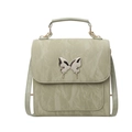 Light green pleated shoulder bag featuring a silver butterfly buckle and top handle - Green
