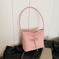 Rosa Einkaufstasche mit Kordelzug-Schleife und Nylon-Textur für Damen Mode - Rosa